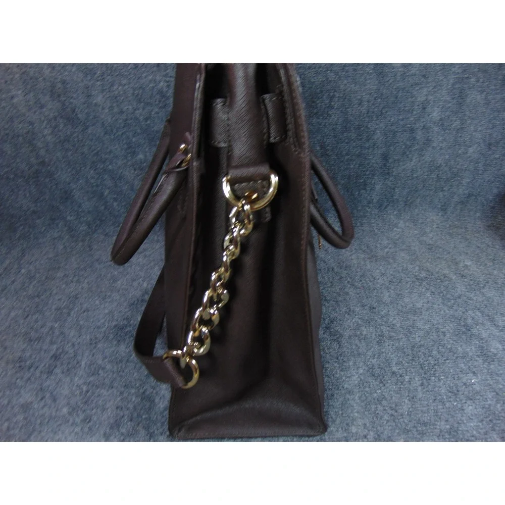 Michael Kors Hamilton Tote Purse Plum Saffiano‎ Leather Lock Key Handbag
